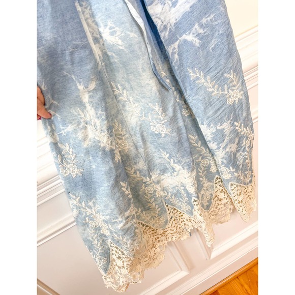 Line & Dot Blue Tye Dye Eyelet Lace Maxi Dress Size Medium - Picture 2 of 5
